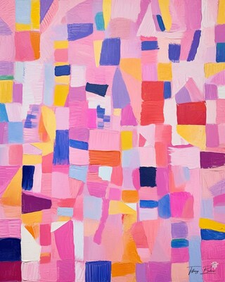 Patchwork Quilt Abstract II - Giclee Fine Art Print on Heavy Fine Art Paper - Original Art by Tiffany Bohrer, Tipsy Art - image1